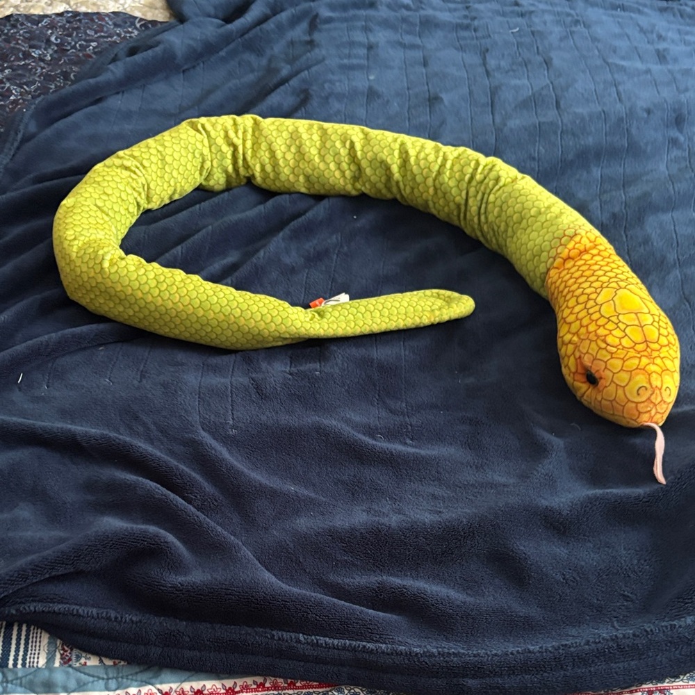 Green and Orange Plush Snake Toy for Reptile Enthusiasts
